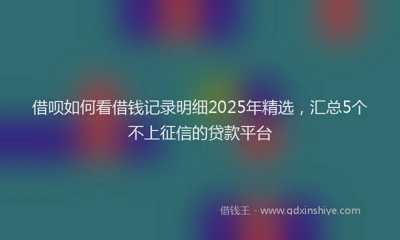 借呗如何看借钱记录明细2025年精选，汇总5个不上征信的贷款平台