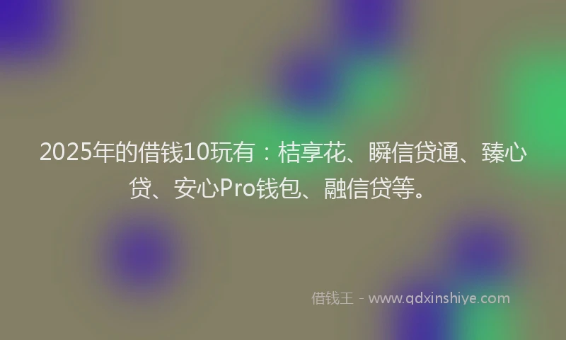 2025年的借钱10玩有：桔享花、瞬信贷通、臻心贷、安心Pro钱包、融信贷等。