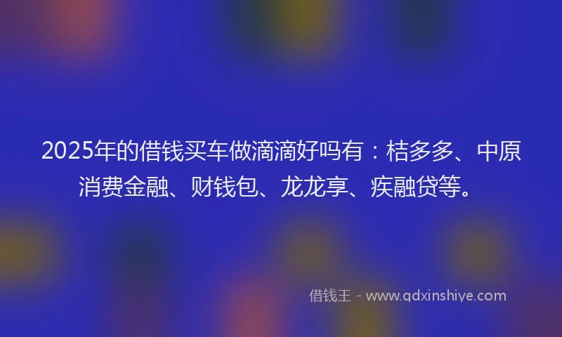 2025年的借钱买车做滴滴好吗有：桔多多、中原消费金融、财钱包、龙龙享、疾融贷等。