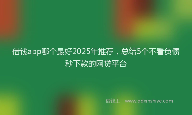 借钱app哪个最好2025年推荐，总结5个不看负债秒下款的网贷平台