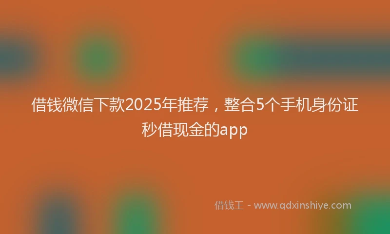 借钱微信下款2025年推荐，整合5个手机身份证秒借现金的app