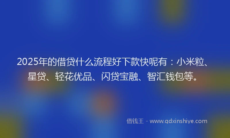 2025年的借贷什么流程好下款快呢有：小米粒、星贷、轻花优品、闪贷宝融、智汇钱包等。