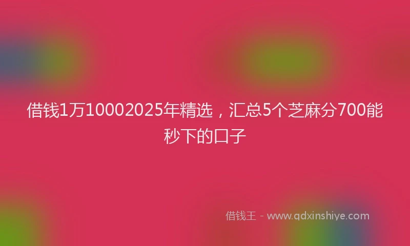 借钱1万10002025年精选，汇总5个芝麻分700能秒下的口子