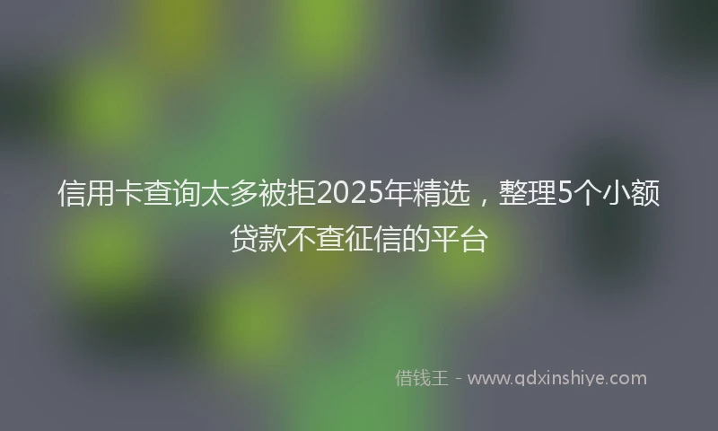信用卡查询太多被拒2025年精选,整理5个小额贷款不查征信的平台