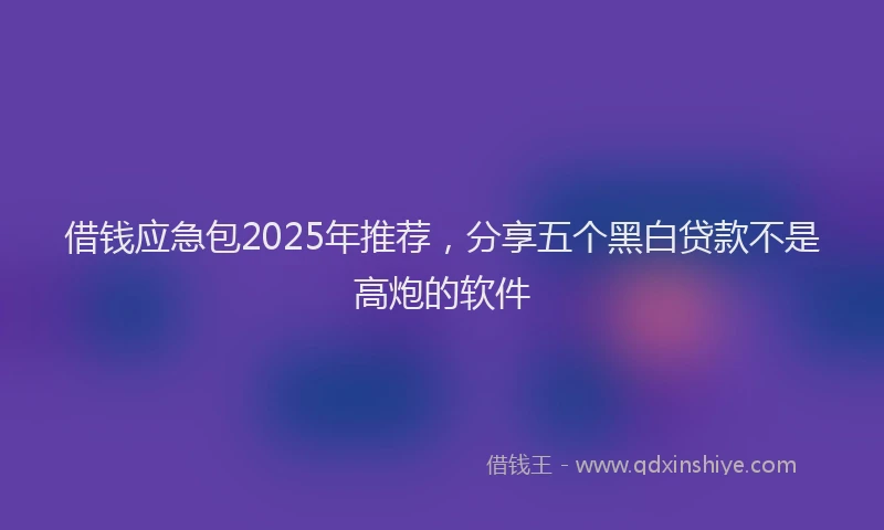 借钱应急包2025年推荐，分享五个黑白贷款不是高炮的软件