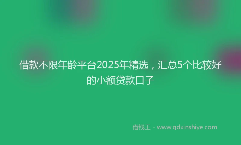 借款不限年龄平台2025年精选，汇总5个比较好的小额贷款口子