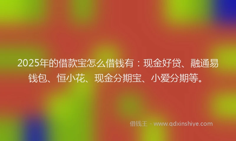 2025年的借款宝怎么借钱有：现金好贷、融通易钱包、恒小花、现金分期宝、小爱分期等。