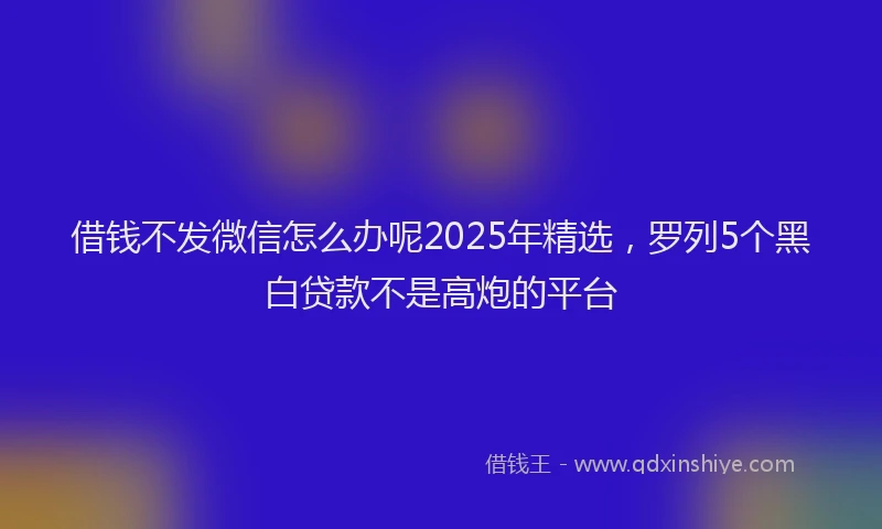 借钱不发微信怎么办呢2025年精选，罗列5个黑白贷款不是高炮的平台