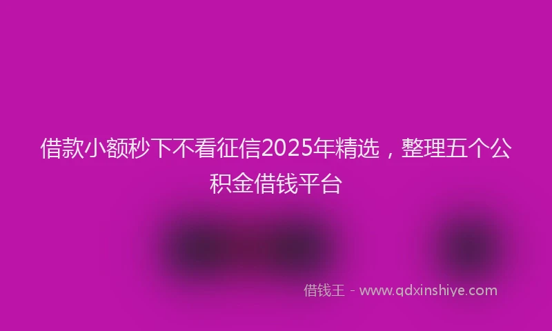 借款小额秒下不看征信2025年精选，整理五个公积金借钱平台