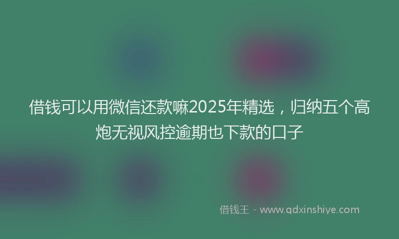 借钱可以用微信还款嘛2025年精选,归纳五个高炮无视风控逾期也下款的口子