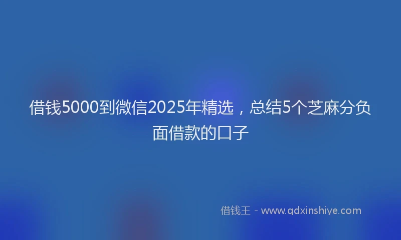 借钱5000到微信2025年精选，总结5个芝麻分负面借款的口子