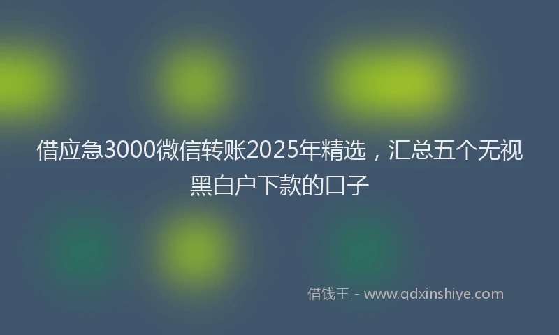借应急3000微信转账2025年精选，汇总五个无视黑白户下款的口子
