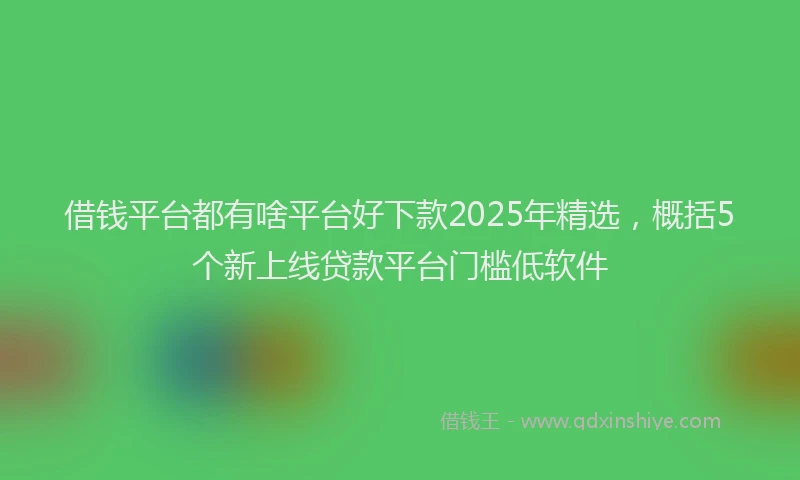 借钱平台都有啥平台好下款2025年精选，概括5个新上线贷款平台门槛低软件
