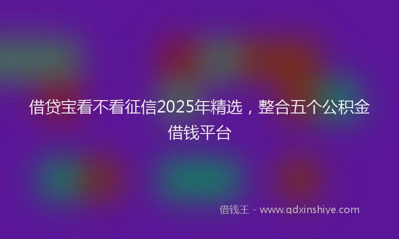 借贷宝看不看征信2025年精选，整合五个公积金借钱平台