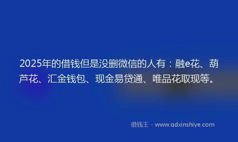 2025年的借钱但是没删微信的人有：融e花、葫芦花、汇金钱包、现金易贷通、唯品花取现等。