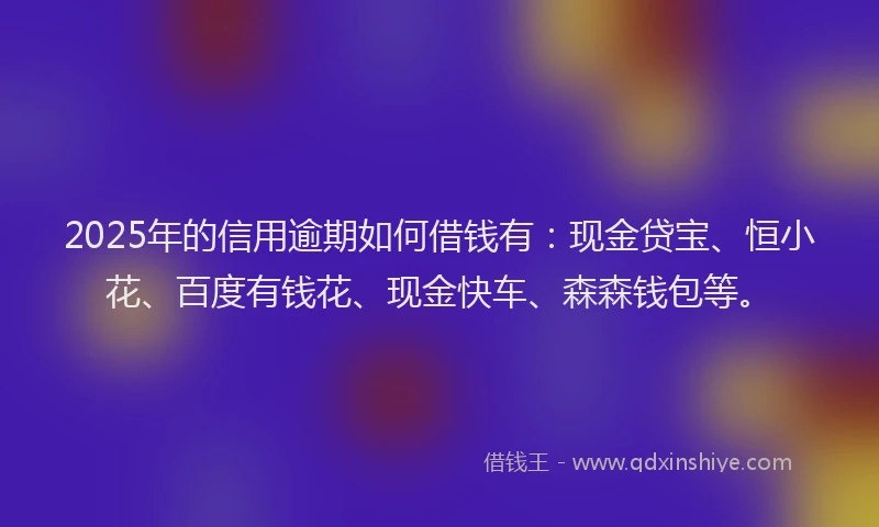 2025年的信用逾期如何借钱有：现金贷宝、恒小花、百度有钱花、现金快车、森森钱包等。