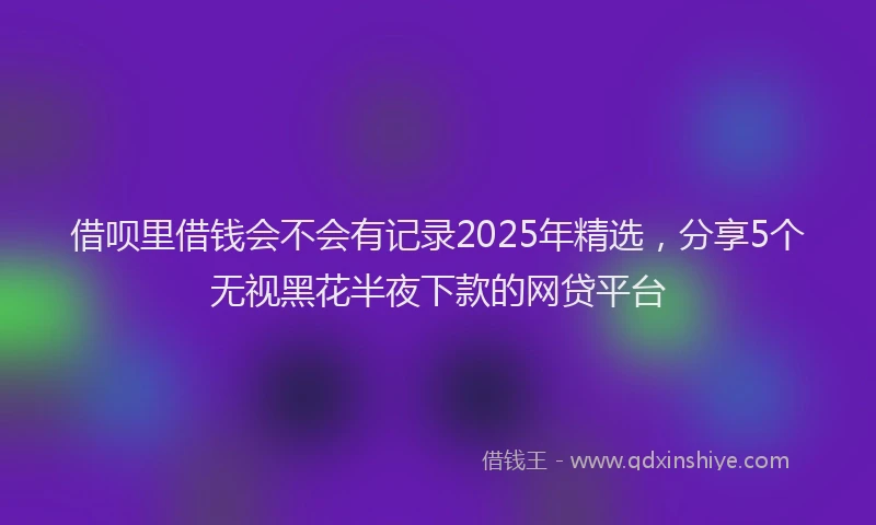 借呗里借钱会不会有记录2025年精选，分享5个无视黑花半夜下款的网贷平台