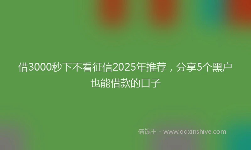 借3000秒下不看征信2025年推荐，分享5个黑户也能借款的口子