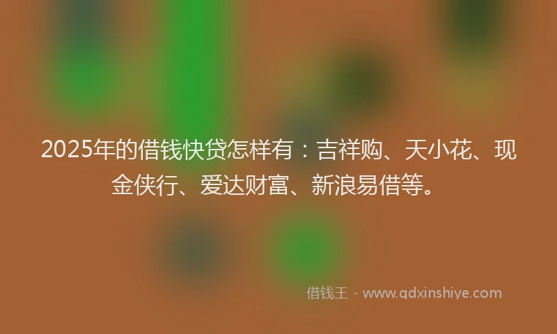 2025年的借钱快贷怎样有：吉祥购、天小花、现金侠行、爱达财富、新浪易借等。