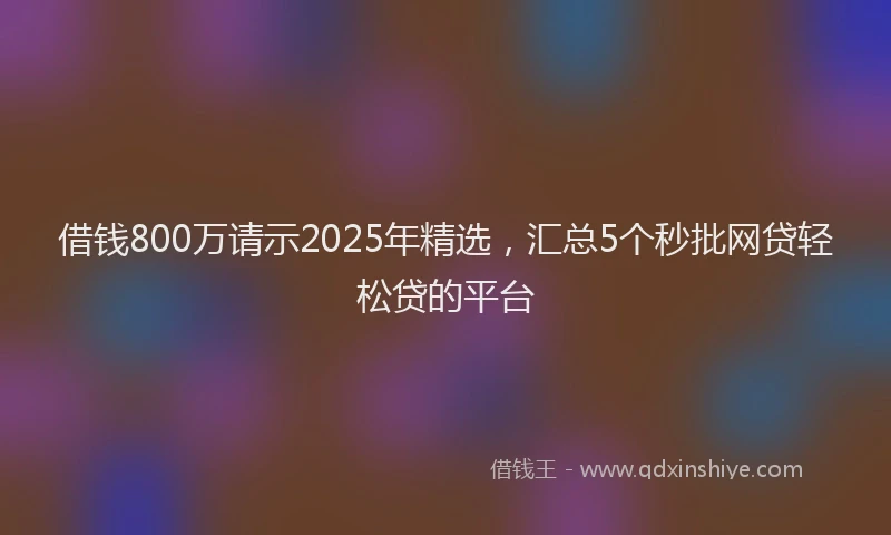 借钱800万请示2025年精选，汇总5个秒批网贷轻松贷的平台