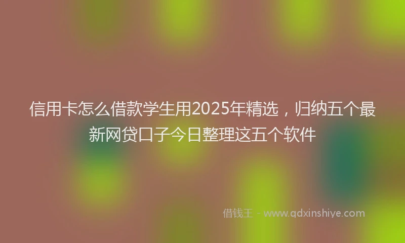 信用卡怎么借款学生用2025年精选，归纳五个最新网贷口子今日整理这五个软件