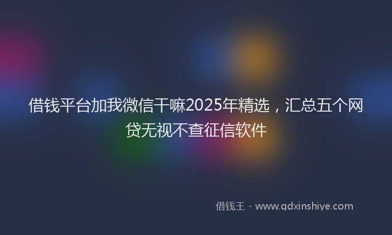 借钱平台加我微信干嘛2025年精选，汇总五个网贷无视不查征信软件