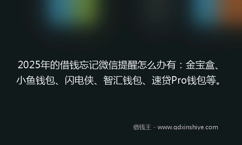 2025年的借钱忘记微信提醒怎么办有:金宝盒、小鱼钱包、闪电侠、智汇钱包、速贷Pro钱包等。