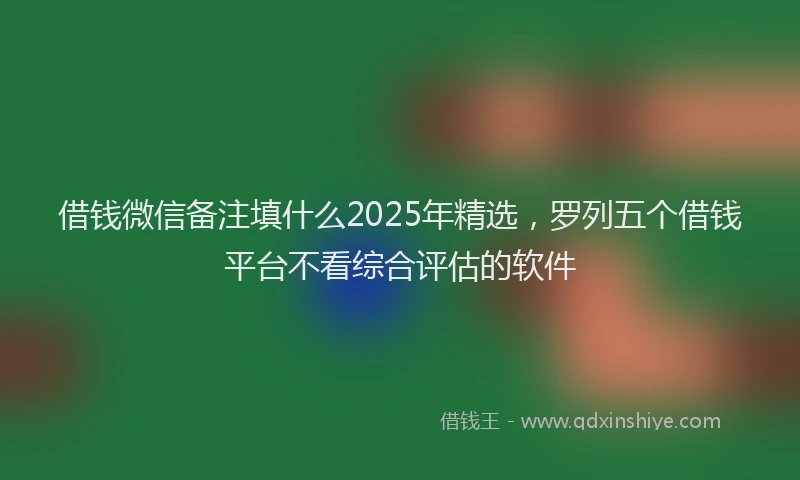 借钱微信备注填什么2025年精选，罗列五个借钱平台不看综合评估的软件