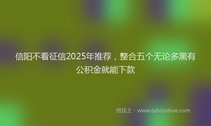 信阳不看征信2025年推荐，整合五个无论多黑有公积金就能下款