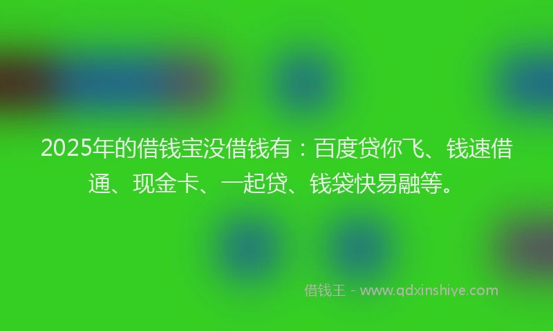 2025年的借钱宝没借钱有：百度贷你飞、钱速借通、现金卡、一起贷、钱袋快易融等。