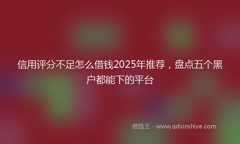 信用评分不足怎么借钱2025年推荐，盘点五个黑户都能下的平台