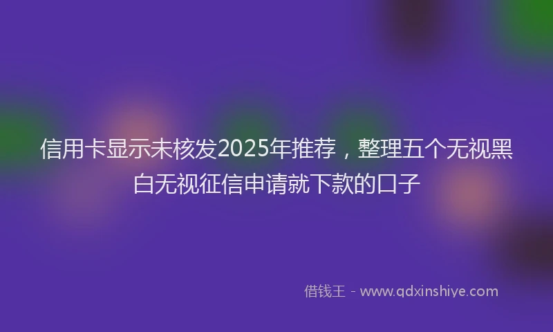 信用卡显示未核发2025年推荐，整理五个无视黑白无视征信申请就下款的口子