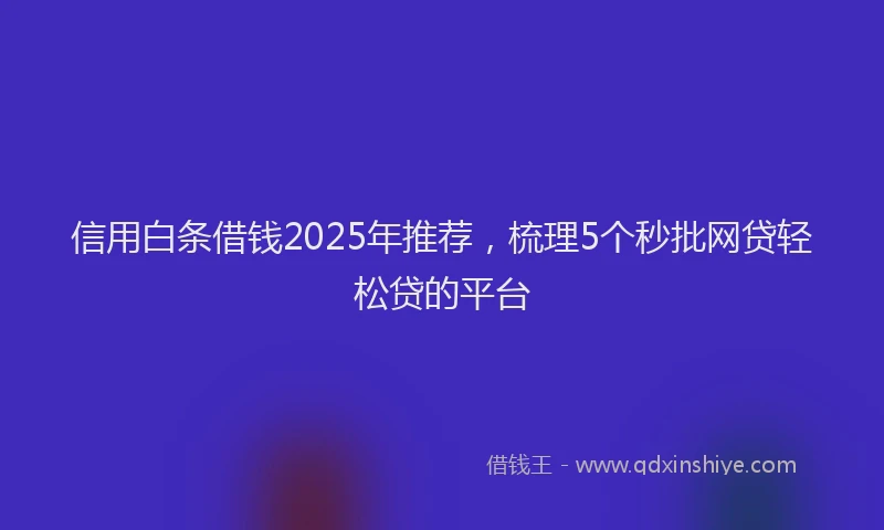 信用白条借钱2025年推荐，梳理5个秒批网贷轻松贷的平台