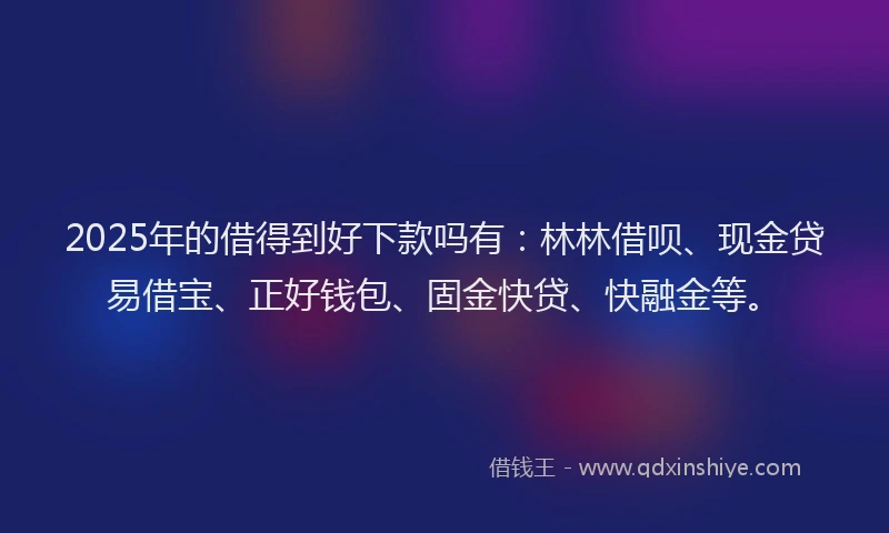 2025年的借得到好下款吗有：林林借呗、现金贷易借宝、正好钱包、固金快贷、快融金等。