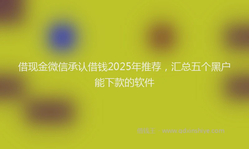 借现金微信承认借钱2025年推荐，汇总五个黑户能下款的软件