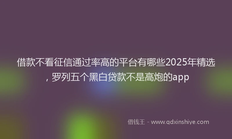 借款不看征信通过率高的平台有哪些2025年精选,罗列五个黑白贷款不是高炮的app