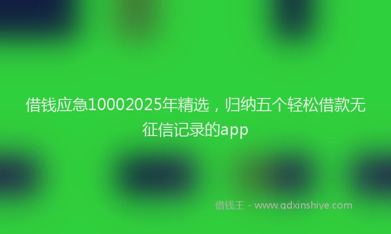 借钱应急10002025年精选，归纳五个轻松借款无征信记录的app