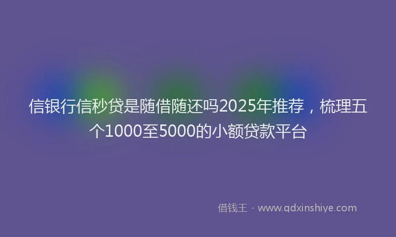 信银行信秒贷是随借随还吗2025年推荐，梳理五个1000至5000的小额贷款平台