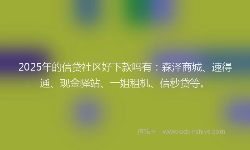 2025年的信贷社区好下款吗有:森泽商城、速得通、现金驿站、一姐租机、信秒贷等。