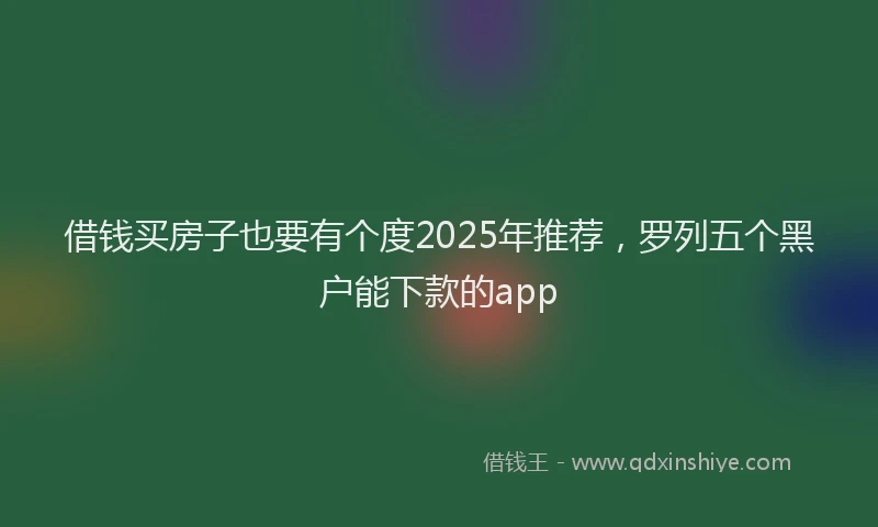 借钱买房子也要有个度2025年推荐，罗列五个黑户能下款的app