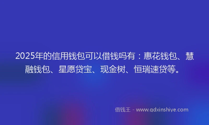 2025年的信用钱包可以借钱吗有：惠花钱包、慧融钱包、星愿贷宝、现金树、恒瑞速贷等。