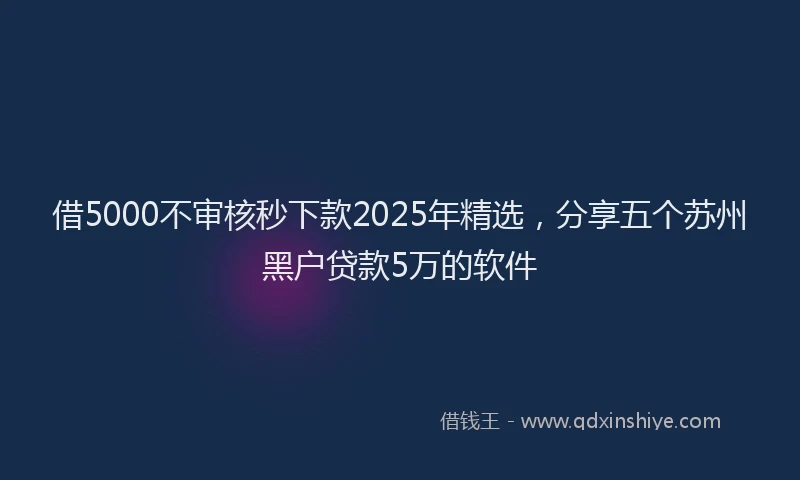 借5000不审核秒下款2025年精选，分享五个苏州黑户贷款5万的软件