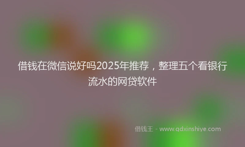 借钱在微信说好吗2025年推荐，整理五个看银行流水的网贷软件