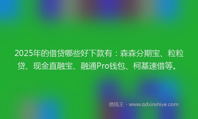 2025年的借贷哪些好下款有：森森分期宝、粒粒贷、现金直融宝、融通Pro钱包、柯基速借等。