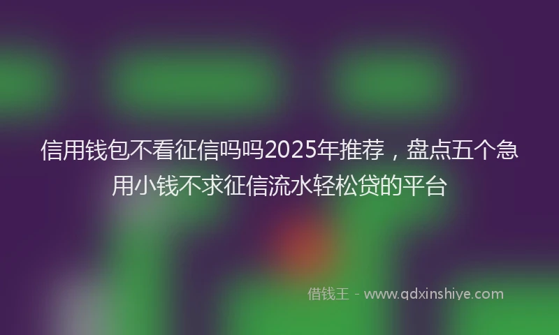 信用钱包不看征信吗吗2025年推荐，盘点五个急用小钱不求征信流水轻松贷的平台