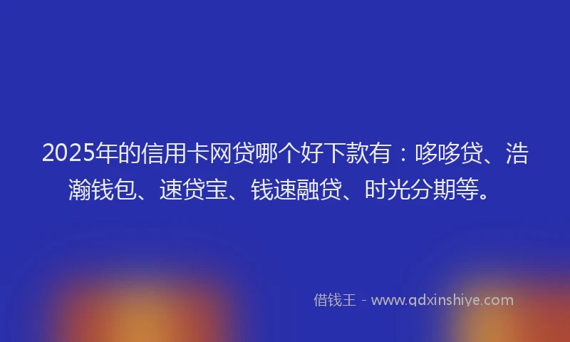 2025年的信用卡网贷哪个好下款有：哆哆贷、浩瀚钱包、速贷宝、钱速融贷、时光分期等。