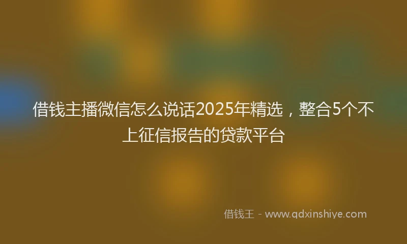 借钱主播微信怎么说话2025年精选，整合5个不上征信报告的贷款平台