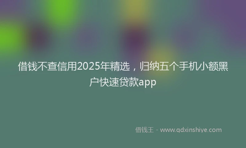 借钱不查信用2025年精选，归纳五个手机小额黑户快速贷款app
