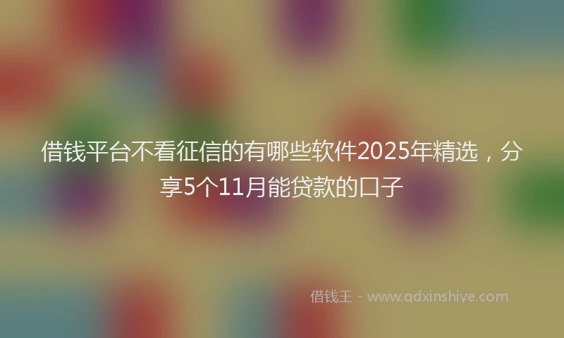 借钱平台不看征信的有哪些软件2025年精选，分享5个11月能贷款的口子