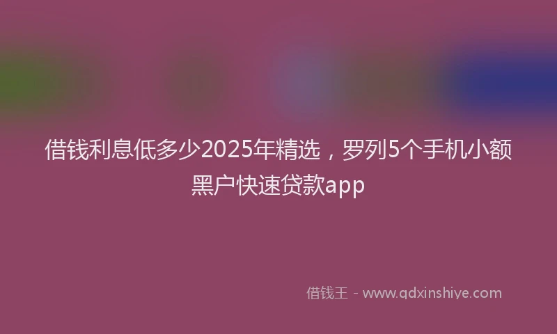 借钱利息低多少2025年精选，罗列5个手机小额黑户快速贷款app